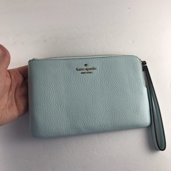 Kate Spade Baby Aqua Blue Wristlet Pouch purse - Picture 6 of 6